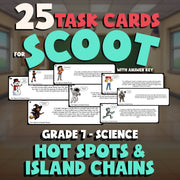 Hot Spots & Island Chains SCOOT TASK CARDS Science Game - No Prep Grade 7 Review