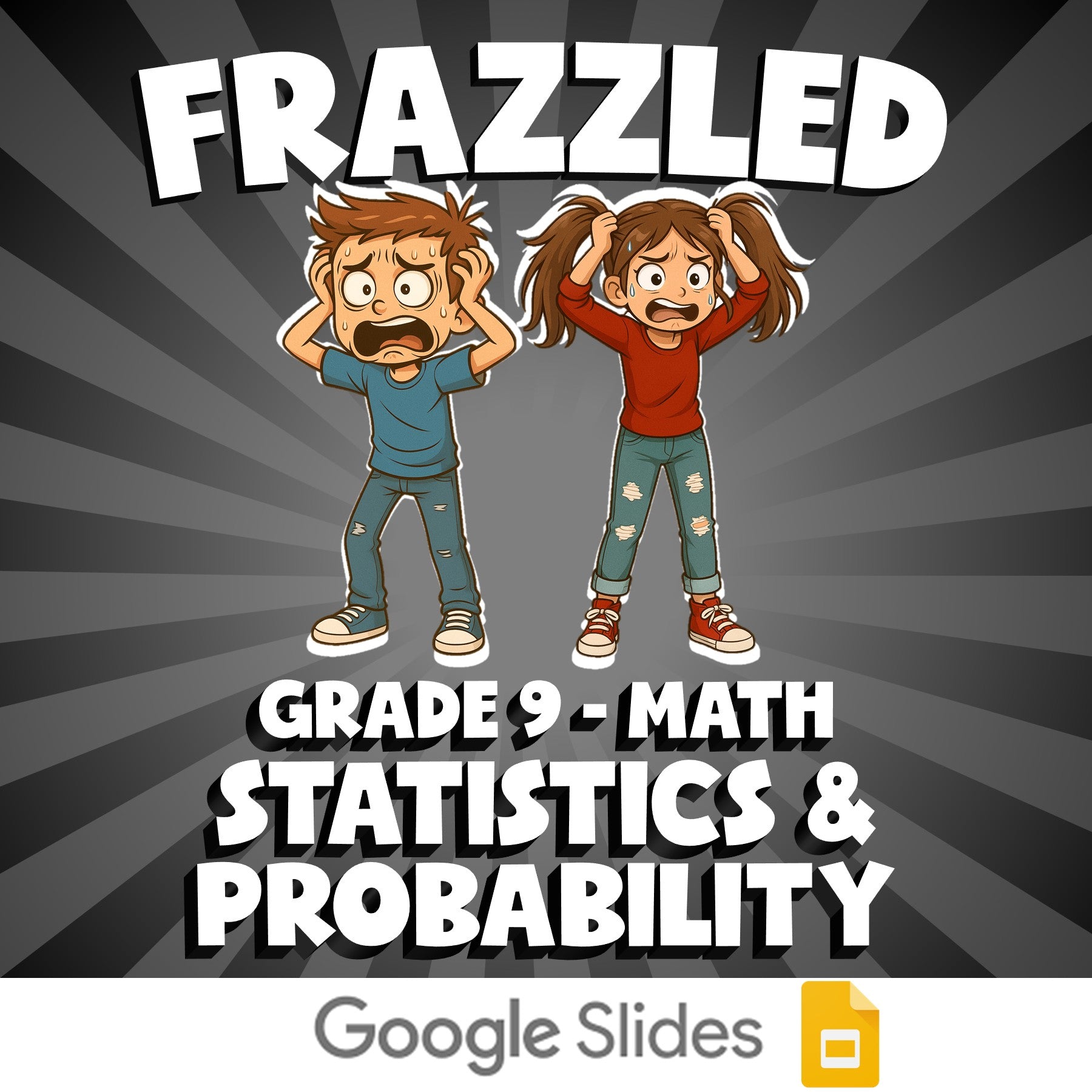 Statistics & Probability FRAZZLED Math Game - No Prep Grade 9 Review Activity