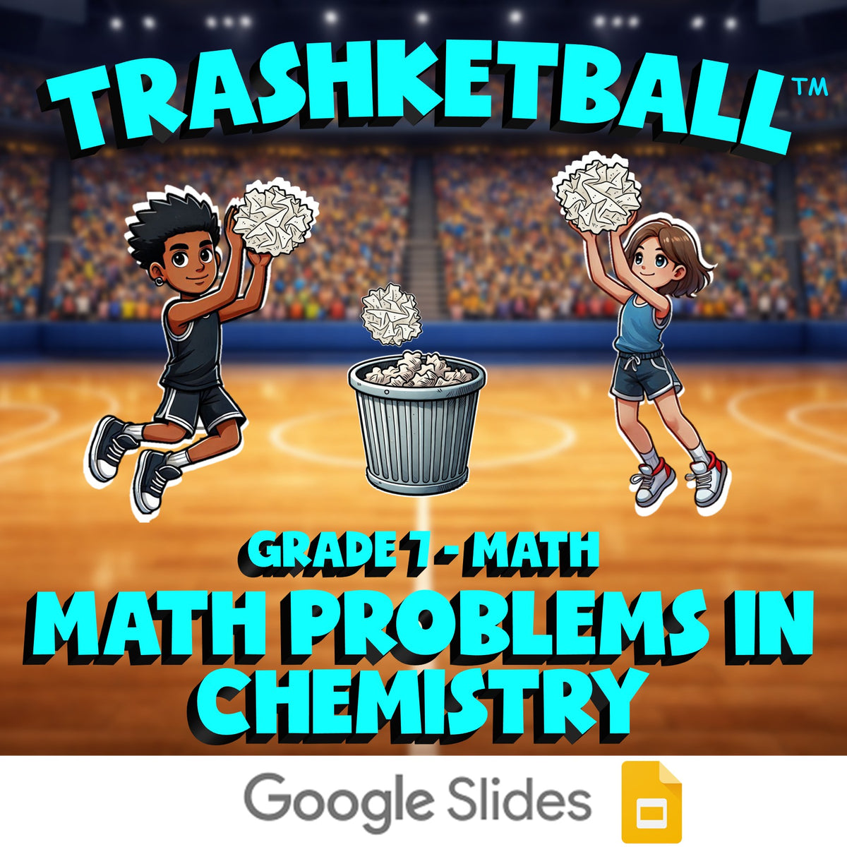 Math Problems in Chemistry TRASHKETBALL Math Game - No Prep Grade 7 Review