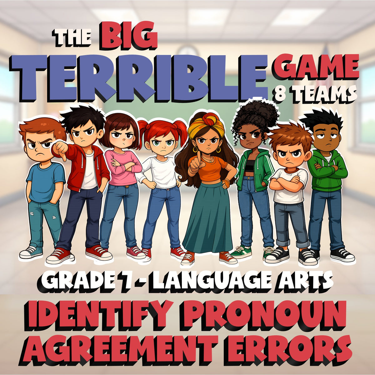 Identify Pronoun Agreement Errors BIG TERRIBLE GAME - No Prep Grade 7 ELA Review