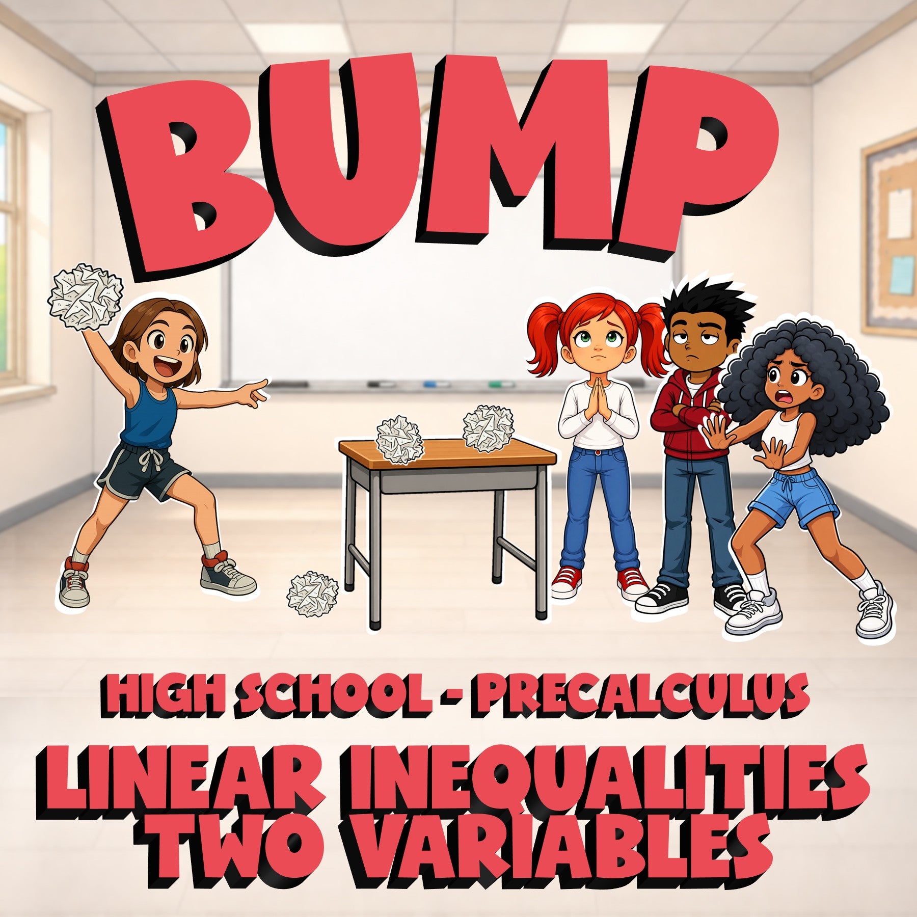 Linear Inequalities Two Variables BUMP Math Game - No Prep PreCalculus Review