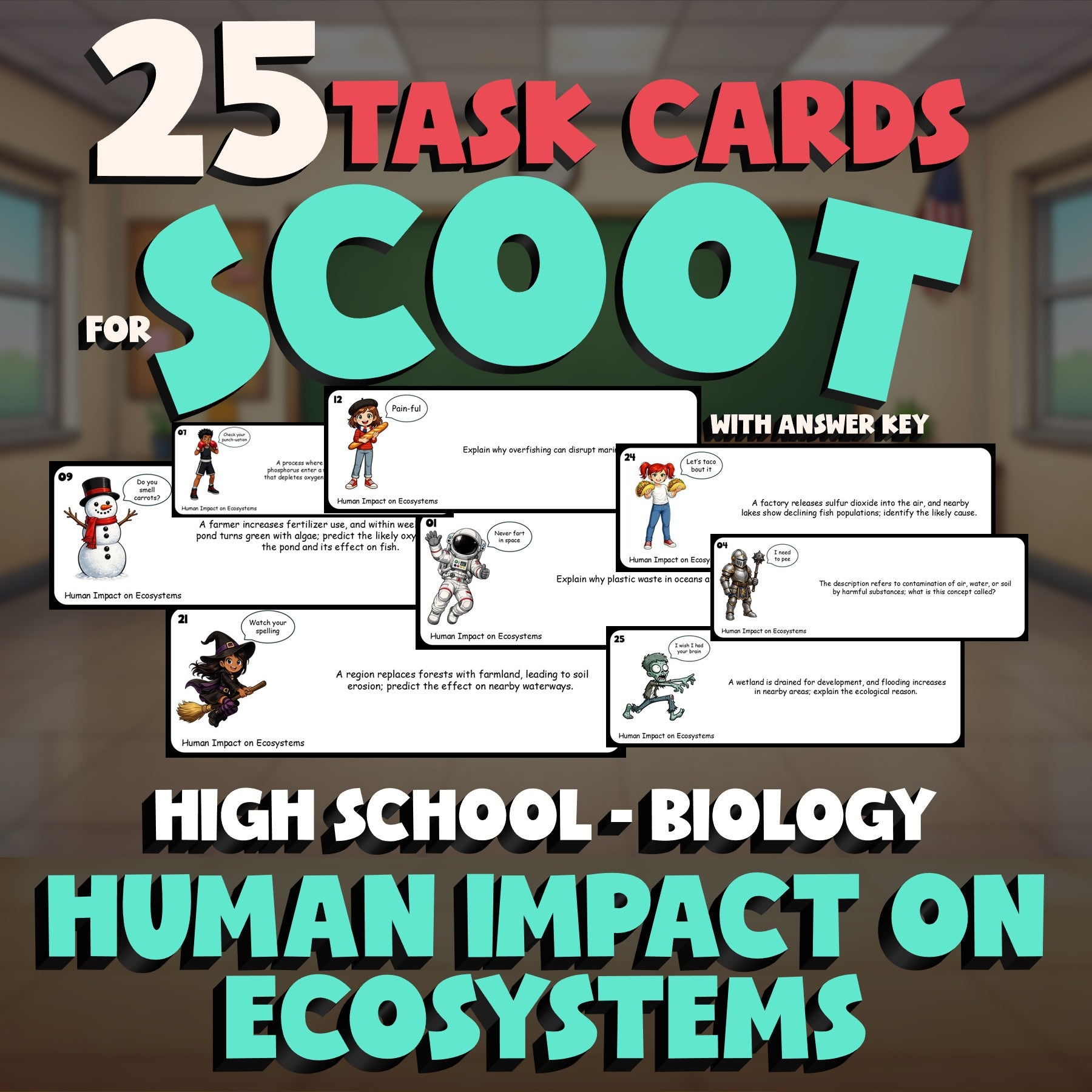 Human Impact on Ecosystems SCOOT TASK CARDS Science Game - No Prep Biology