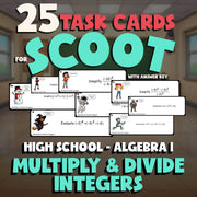 Multiply & Divide Integers SCOOT TASK CARDS Math Game - No Prep Algebra 1 Review