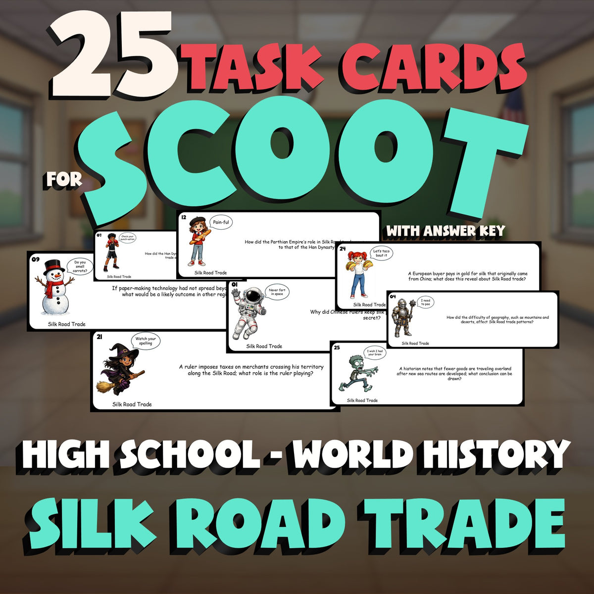 Silk Road Trade SCOOT TASK CARDS Game - No Prep World History Review Activity