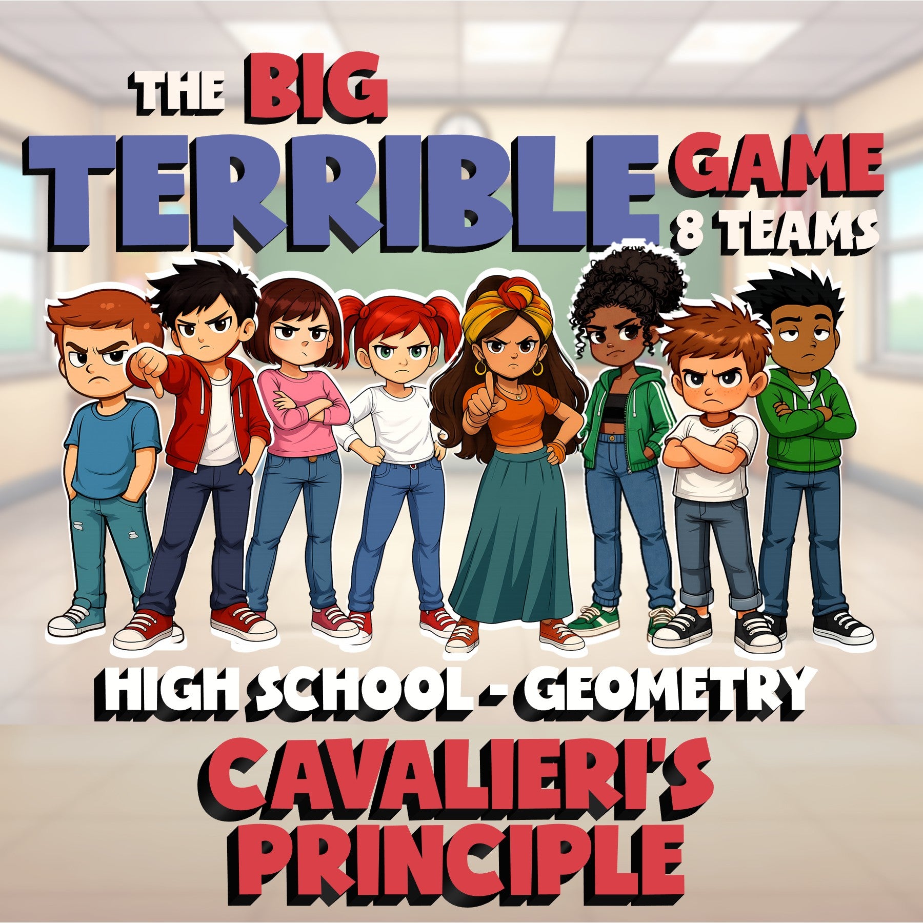 Cavalieri's Principle BIG TERRIBLE GAME - No Prep Geometry Math Review Activity