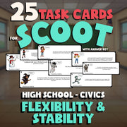 Flexibility & Stability SCOOT TASK CARDS Civics Game - No Prep Review Activity