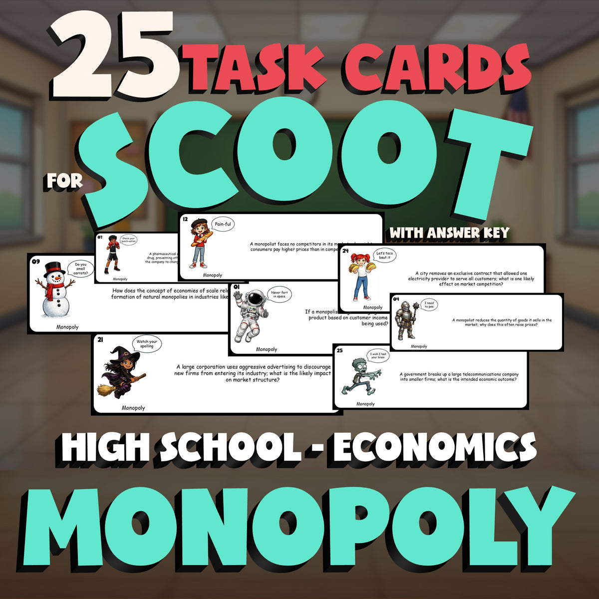 Monopoly SCOOT TASK CARDS Economics Game - No Prep Review Activity