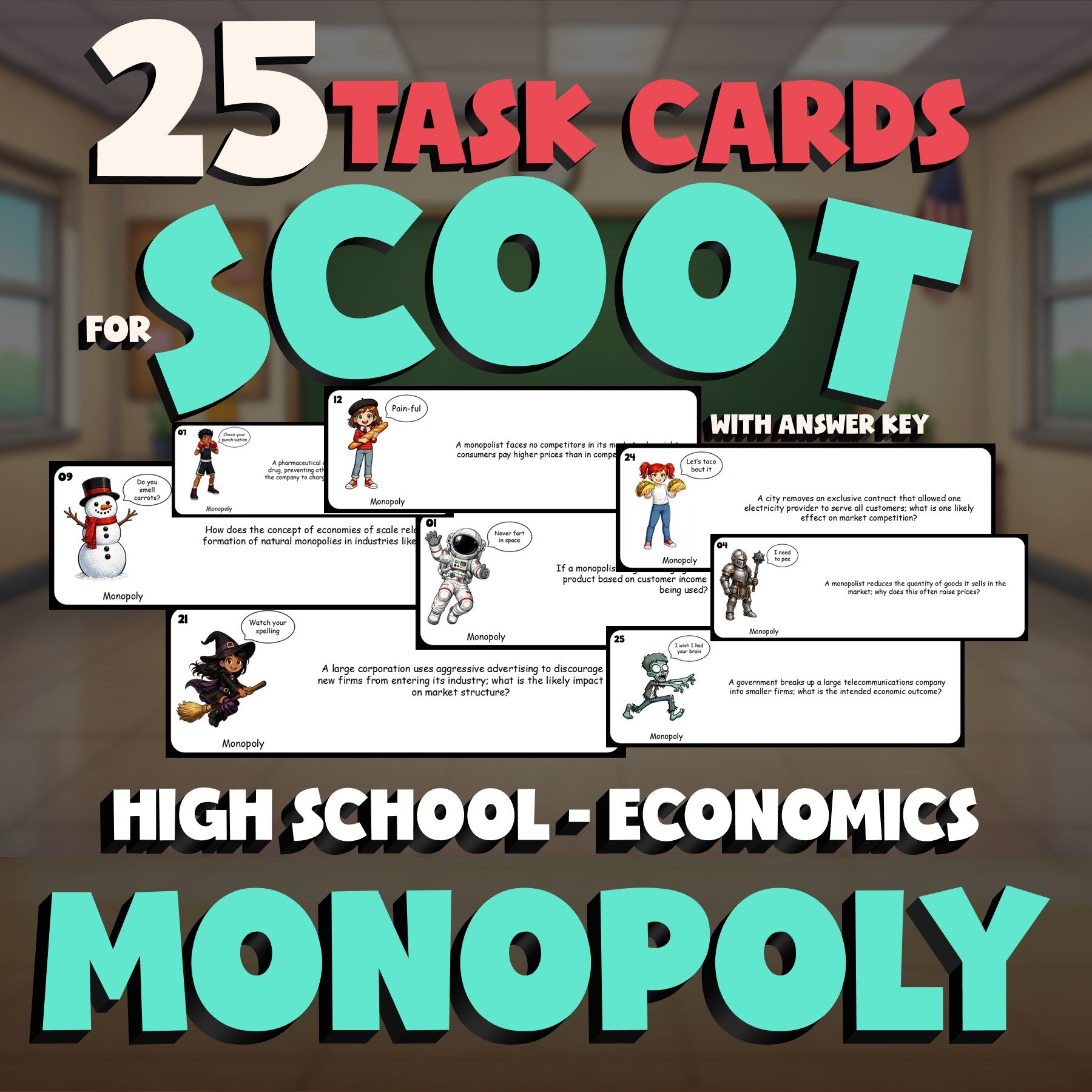 Monopoly SCOOT TASK CARDS Economics Game - No Prep Review Activity