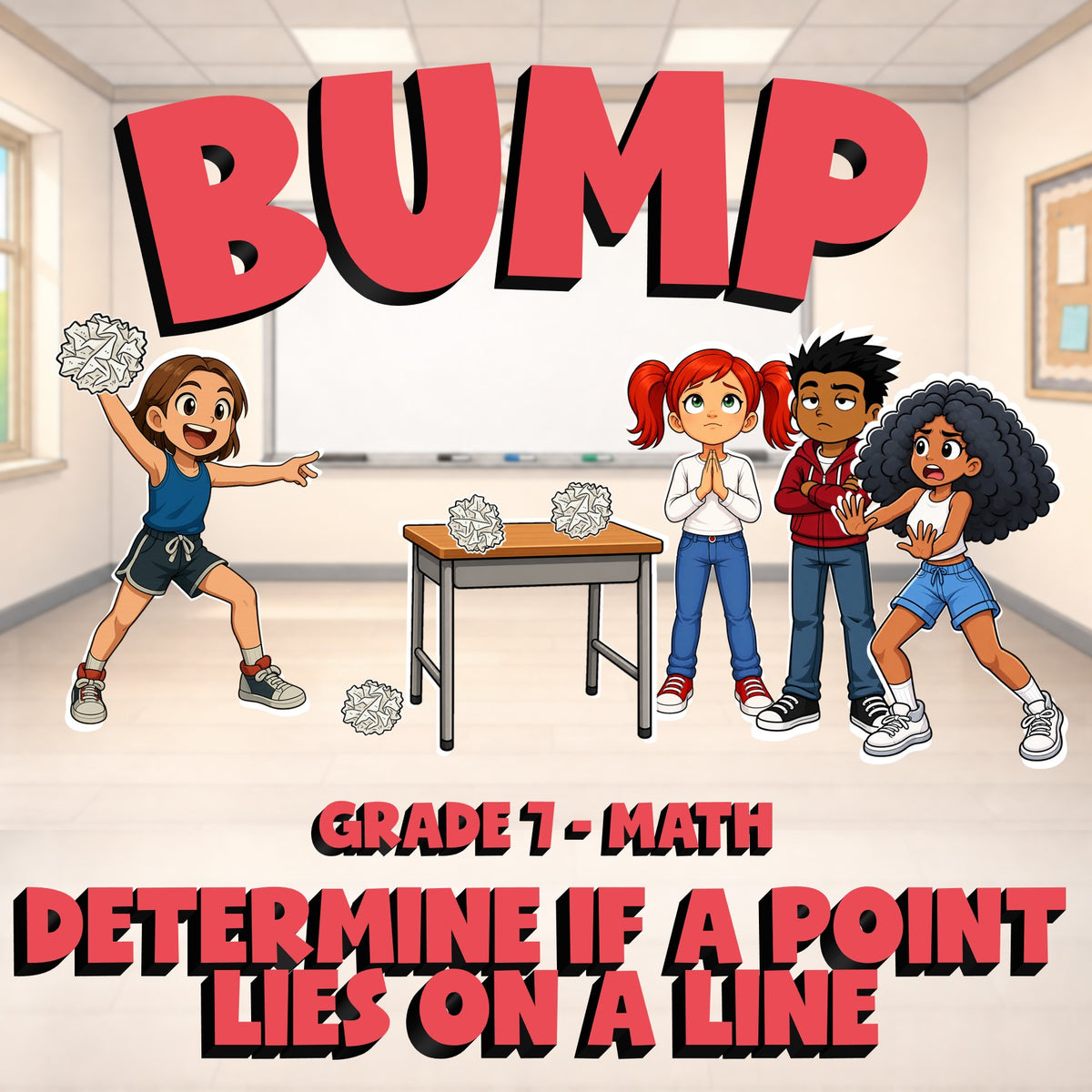Determine if a Point Lies on a Line BUMP Math Game - No Prep Grade 7 Review