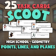Points, Lines, and Planes SCOOT TASK CARDS Math Game - No Prep Geometry Review