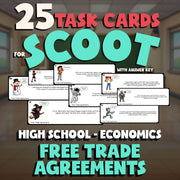 Free Trade Agreements SCOOT TASK CARDS Economics Game - No Prep Review Activity