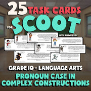 Pronoun Case in Complex Constructions SCOOT TASK CARDS ELA Game - Grade 10