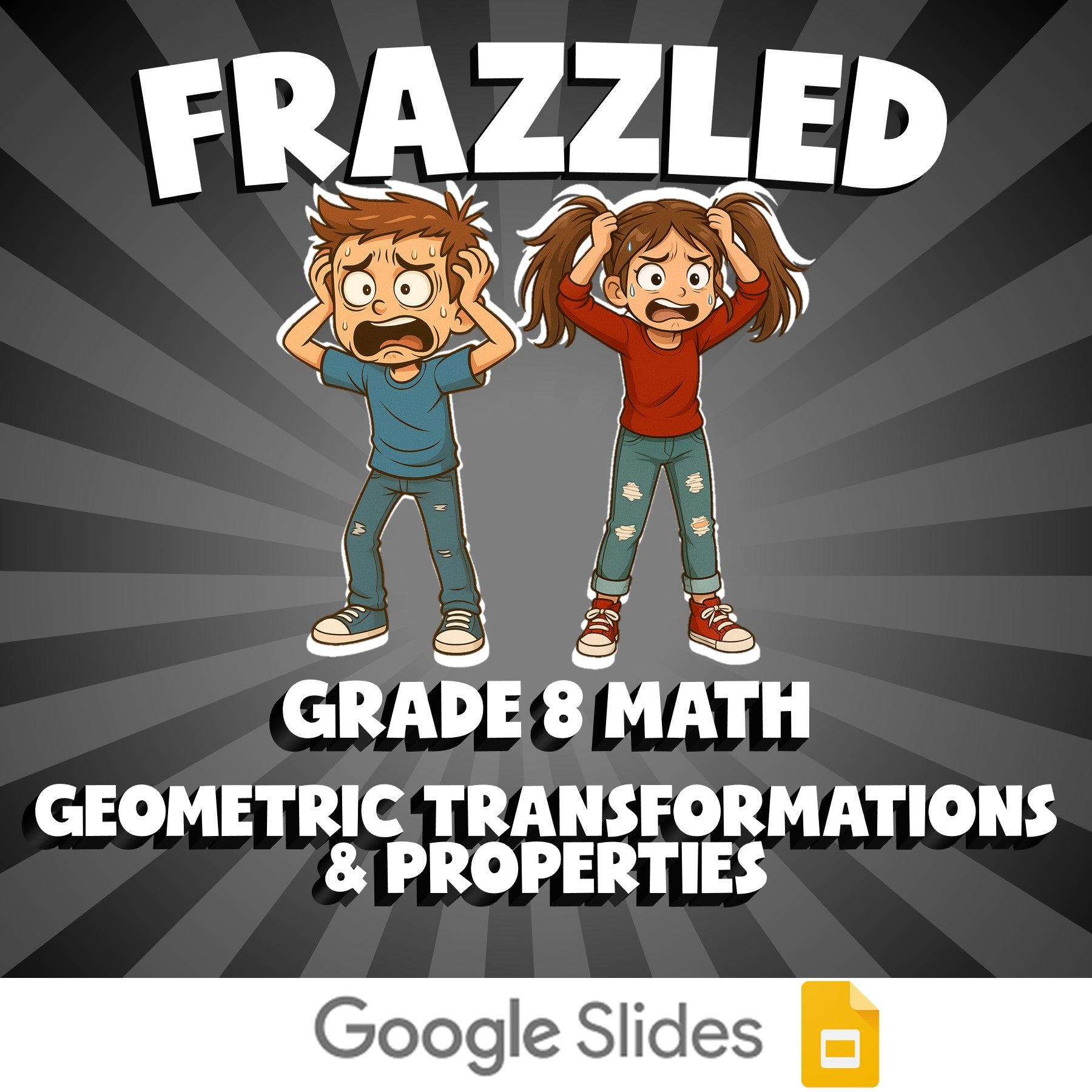 Geometric Transformations & Properties FRAZZLED Math Game - No Prep Grade 8
