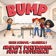 Simplify Polynomial Sums & Difference BUMP Math Game - No Prep Algebra 1 Review