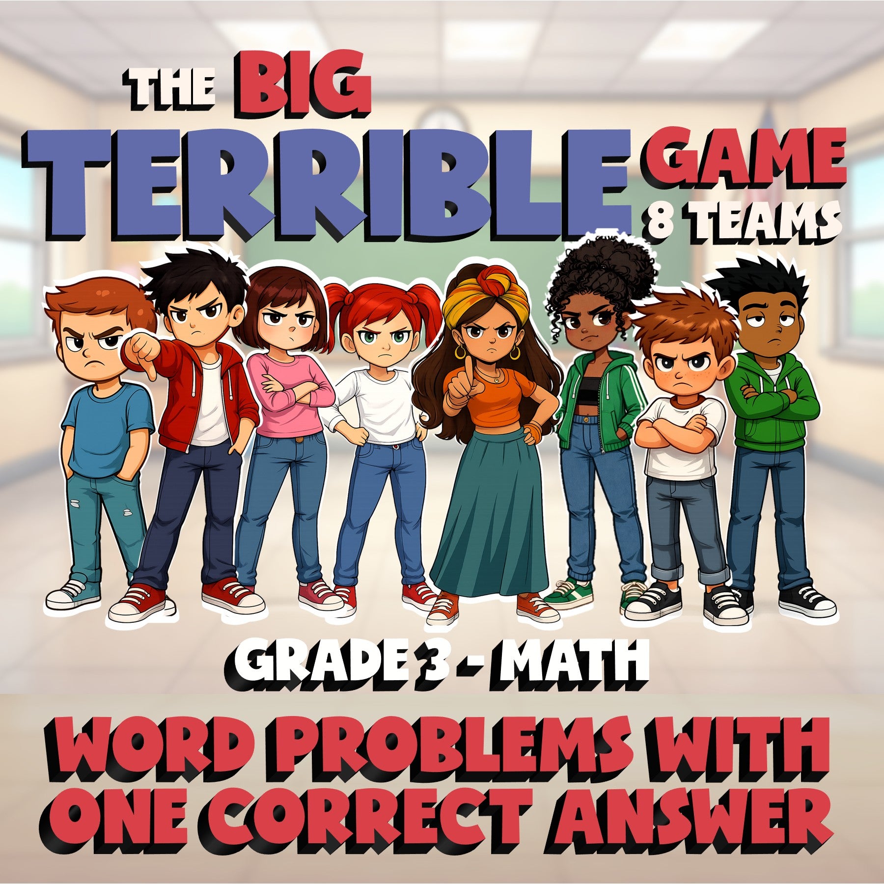 Word Problems with One Correct Answer BIG TERRIBLE GAME - Grade 3 Math Review