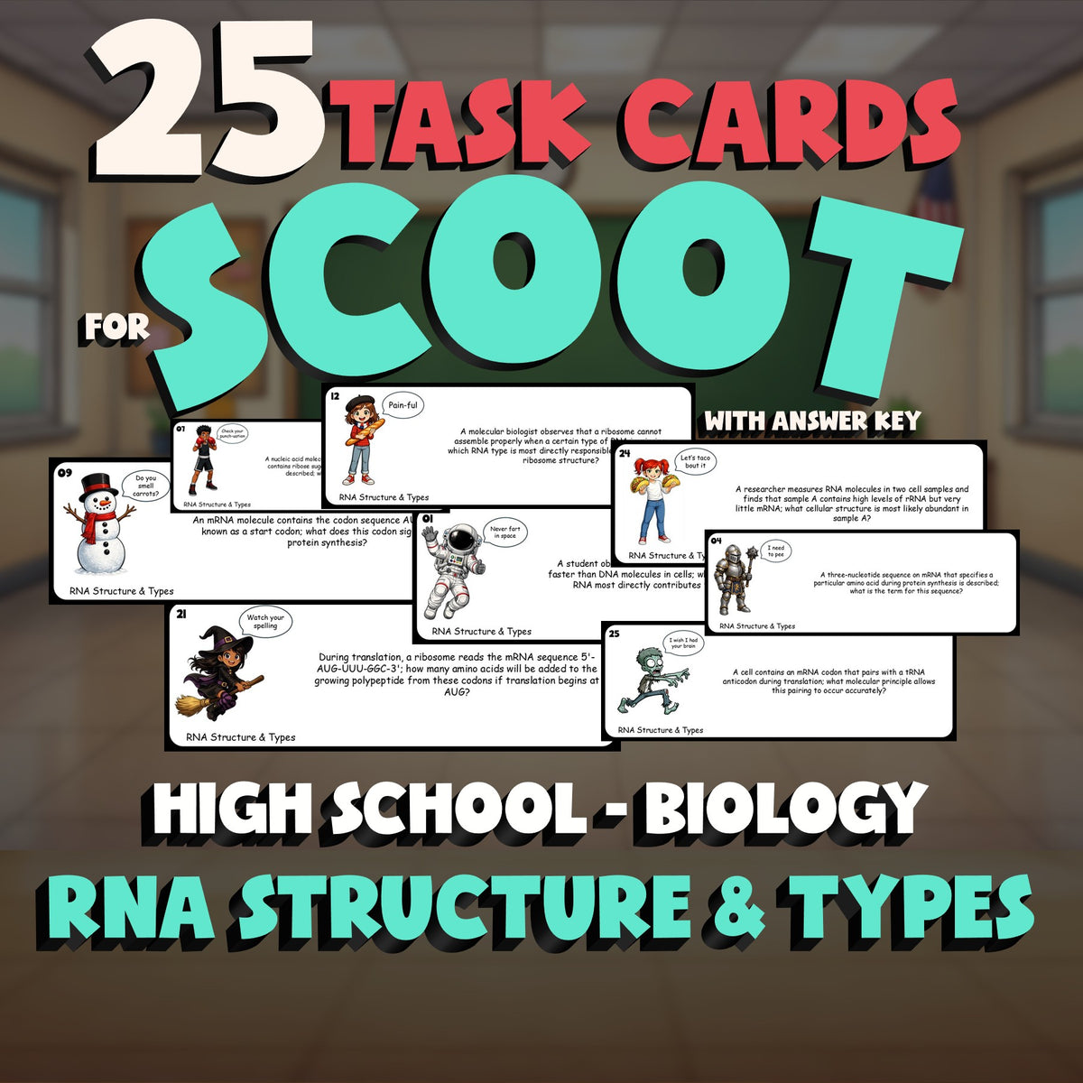 RNA Structure & Types SCOOT TASK CARDS Science Game - No Prep Biology Review
