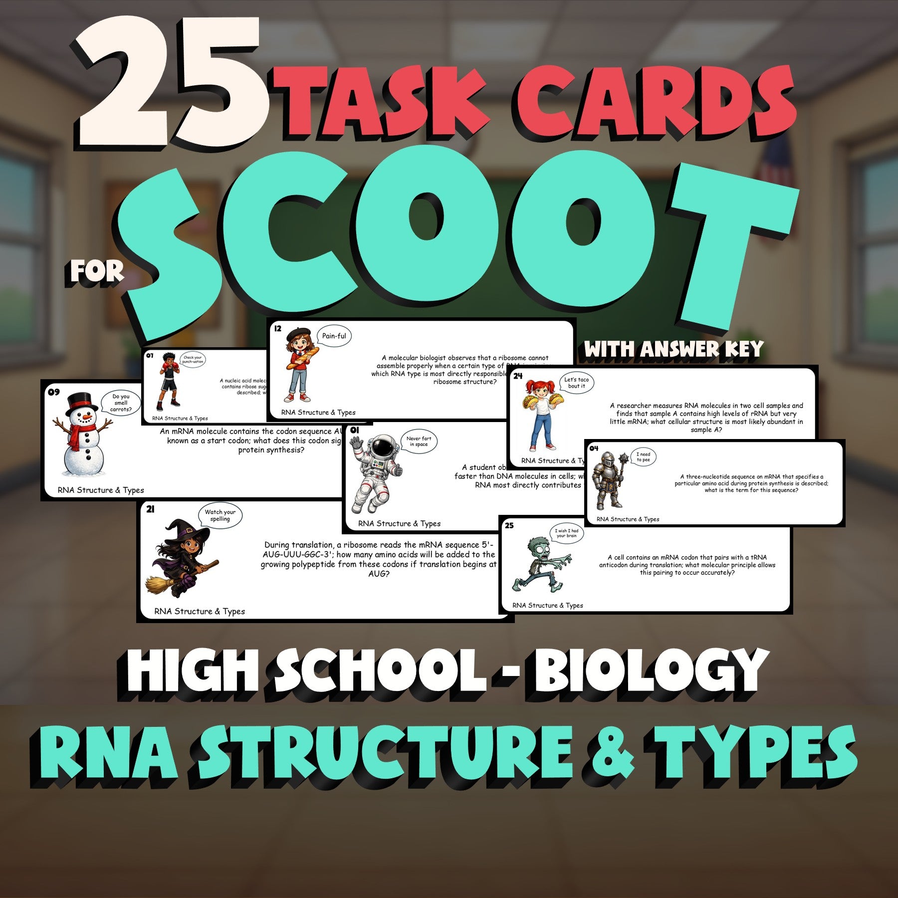 RNA Structure & Types SCOOT TASK CARDS Science Game - No Prep Biology Review