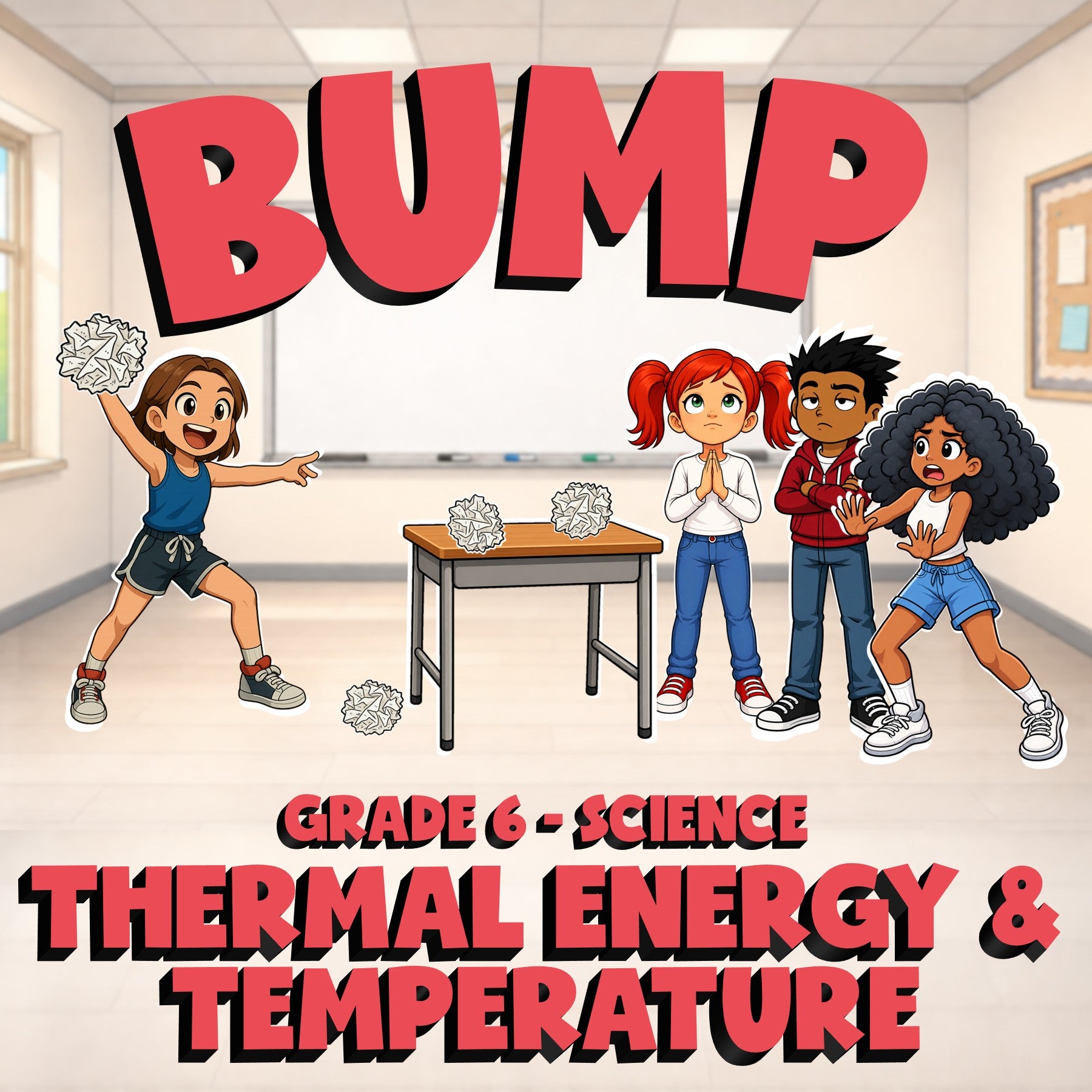 Thermal Energy & Temperature BUMP Science Game - No Prep Grade 6 Review Activity