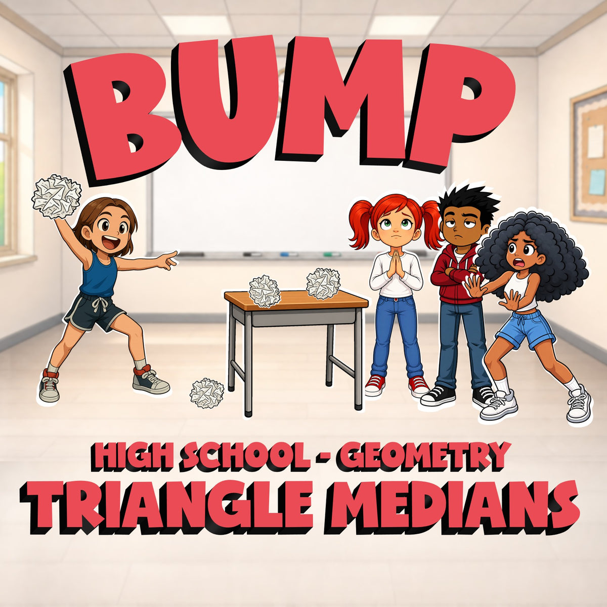 Triangle Medians BUMP Math Game - No Prep Geometry Review Activity