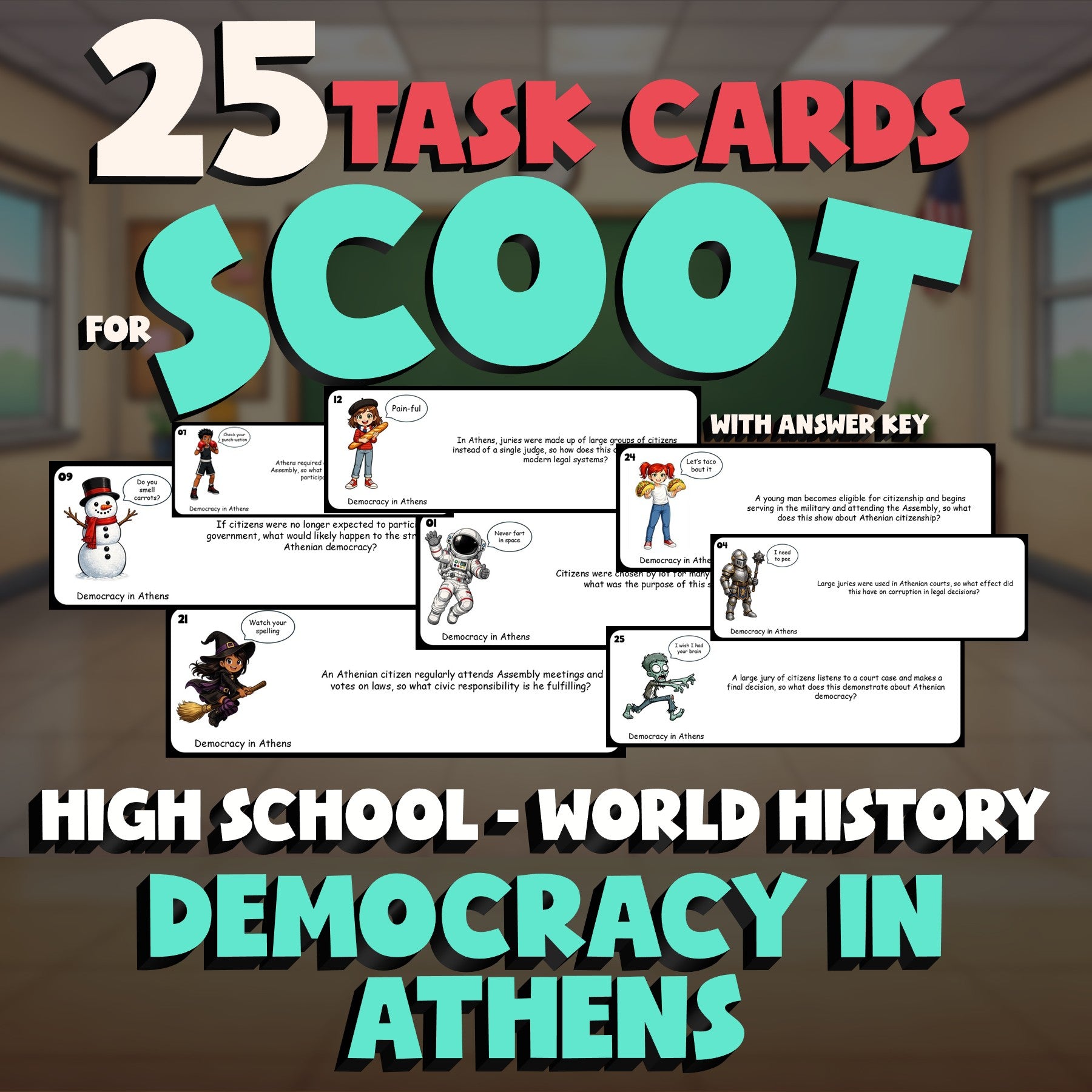 Democracy in Athens SCOOT TASK CARDS Game - No Prep World History Review