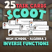 Inverse Functions SCOOT TASK CARDS Math Game - No Prep Algebra 2 Review Activity
