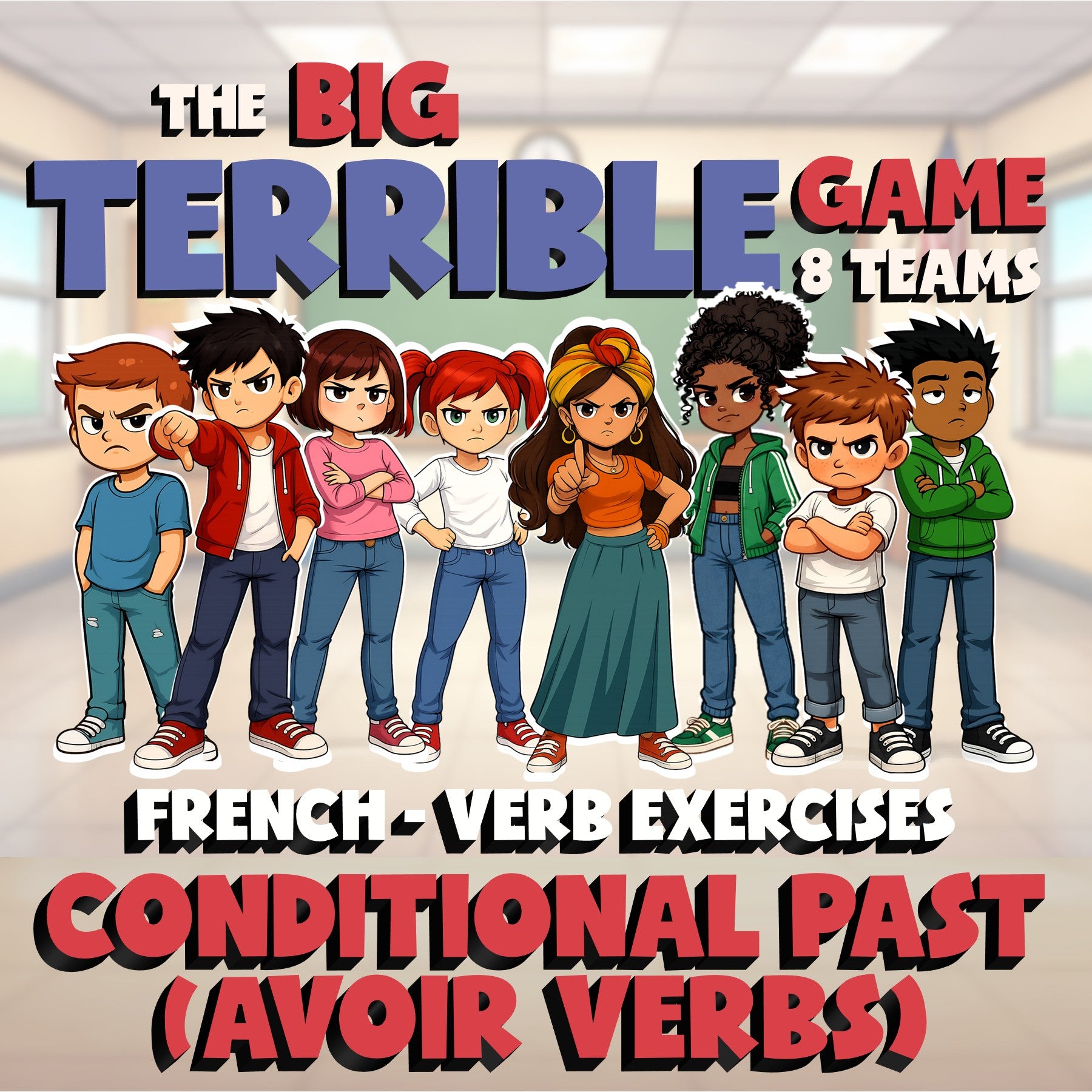 Conditional past (avoir Verbs) BIG TERRIBLE GAME - No Prep French Exercise