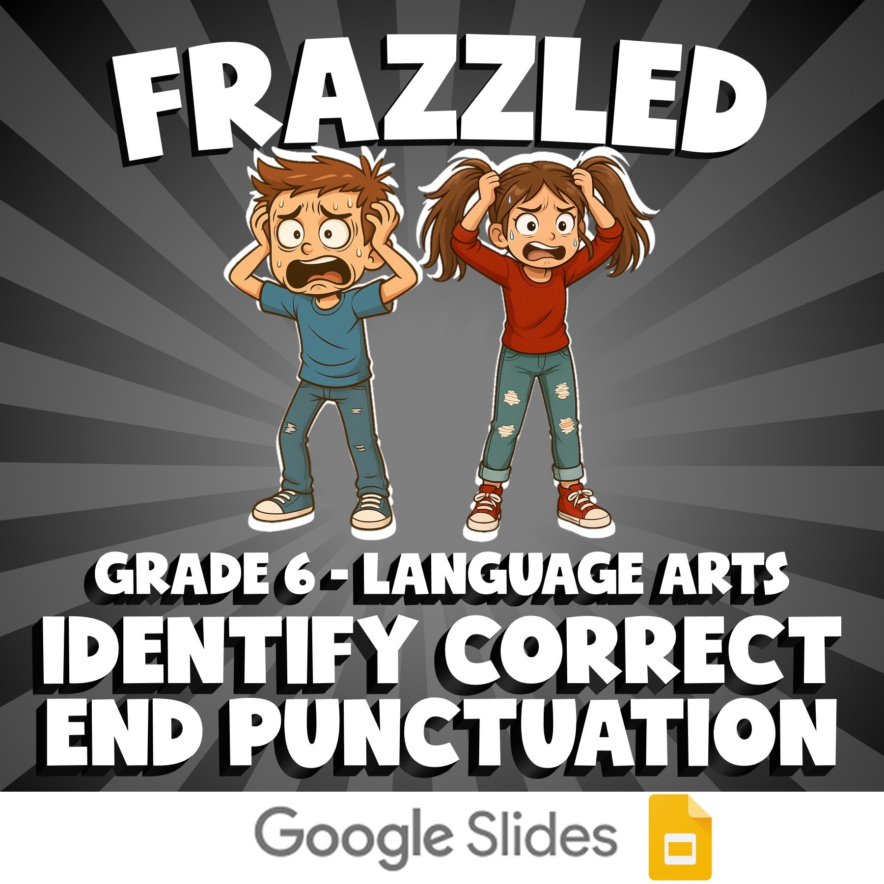 Identify Correct End Punctuation FRAZZLED ELA Game - No Prep Grade 6 Review