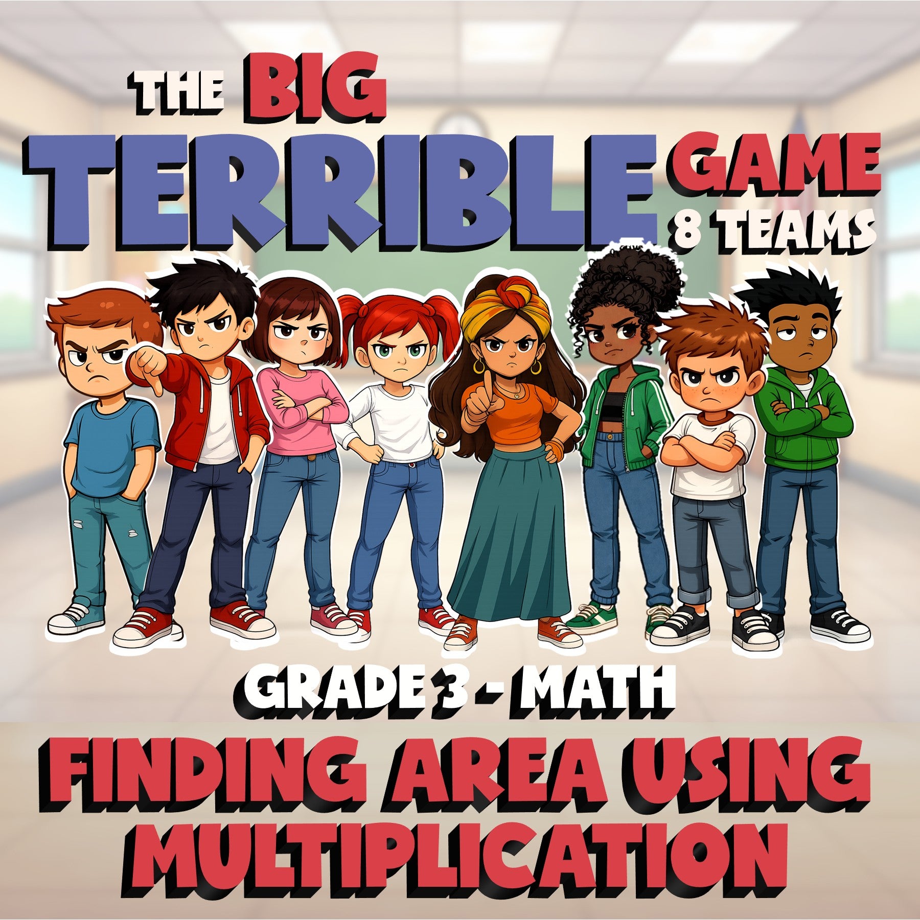 Finding Area Using Multiplication BIG TERRIBLE GAME - Grade 3 Math Review