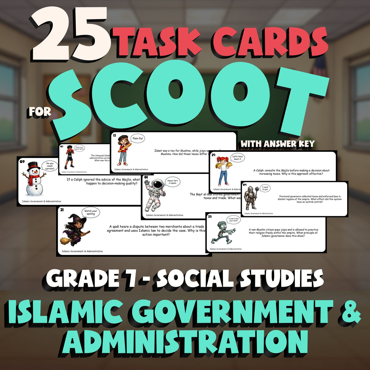 Islamic Government & Administration SCOOT TASK CARDS Socials Game - Grade 7