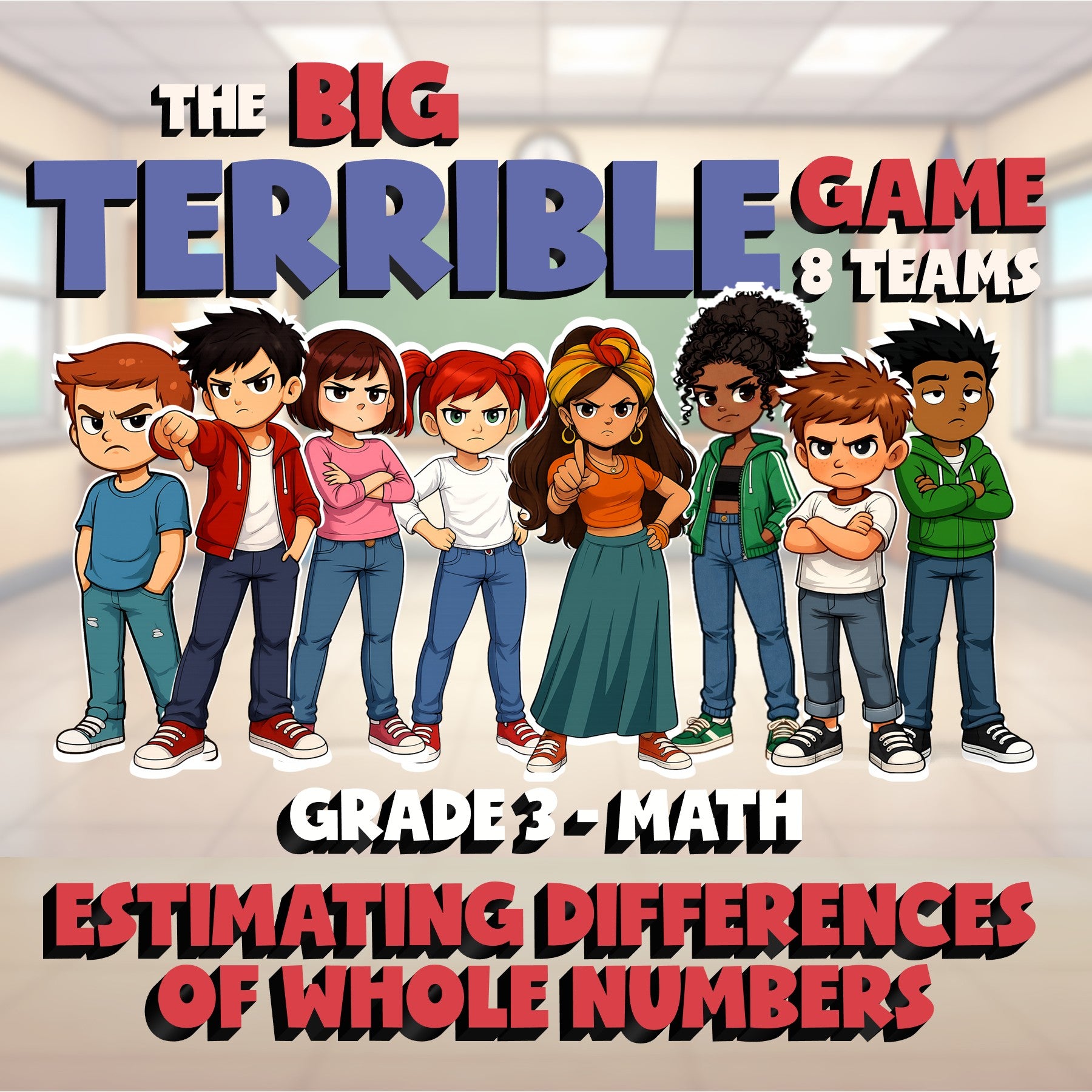 Estimating Differences of Whole Numbers BIG TERRIBLE GAME - Grade 3 Math Review
