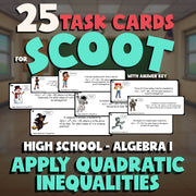 Apply Quadratic Inequalities SCOOT TASK CARDS Math Game - No Prep Algebra 1