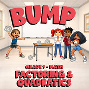 Factoring & Quadratics BUMP Math Game - No Prep Grade 9 Review Activity