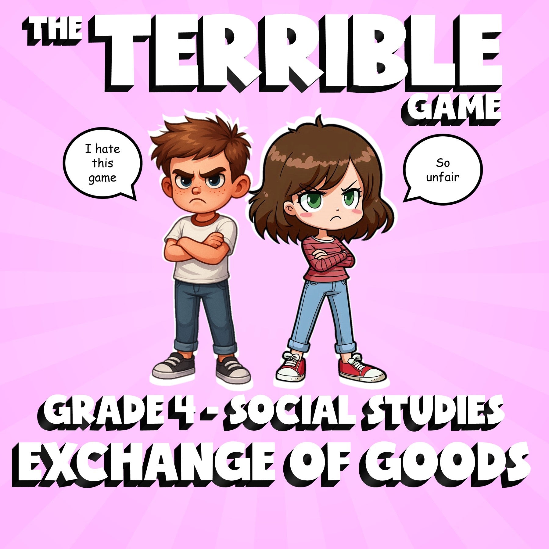 Exchange of Goods THE TERRIBLE GAME - No Prep Grade 4 Socials Review Activity