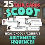 Arithmetic Sequences SCOOT TASK CARDS Math Game - No Prep Algebra 2 Review