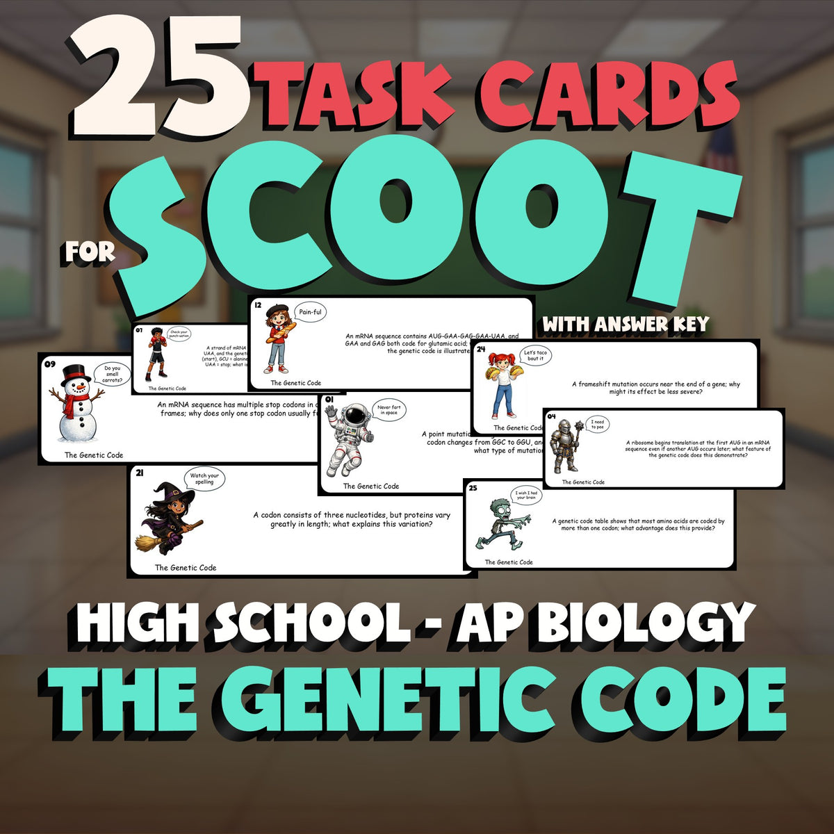 The Genetic Code SCOOT TASK CARDS Science Game - No Prep AP Biology Review
