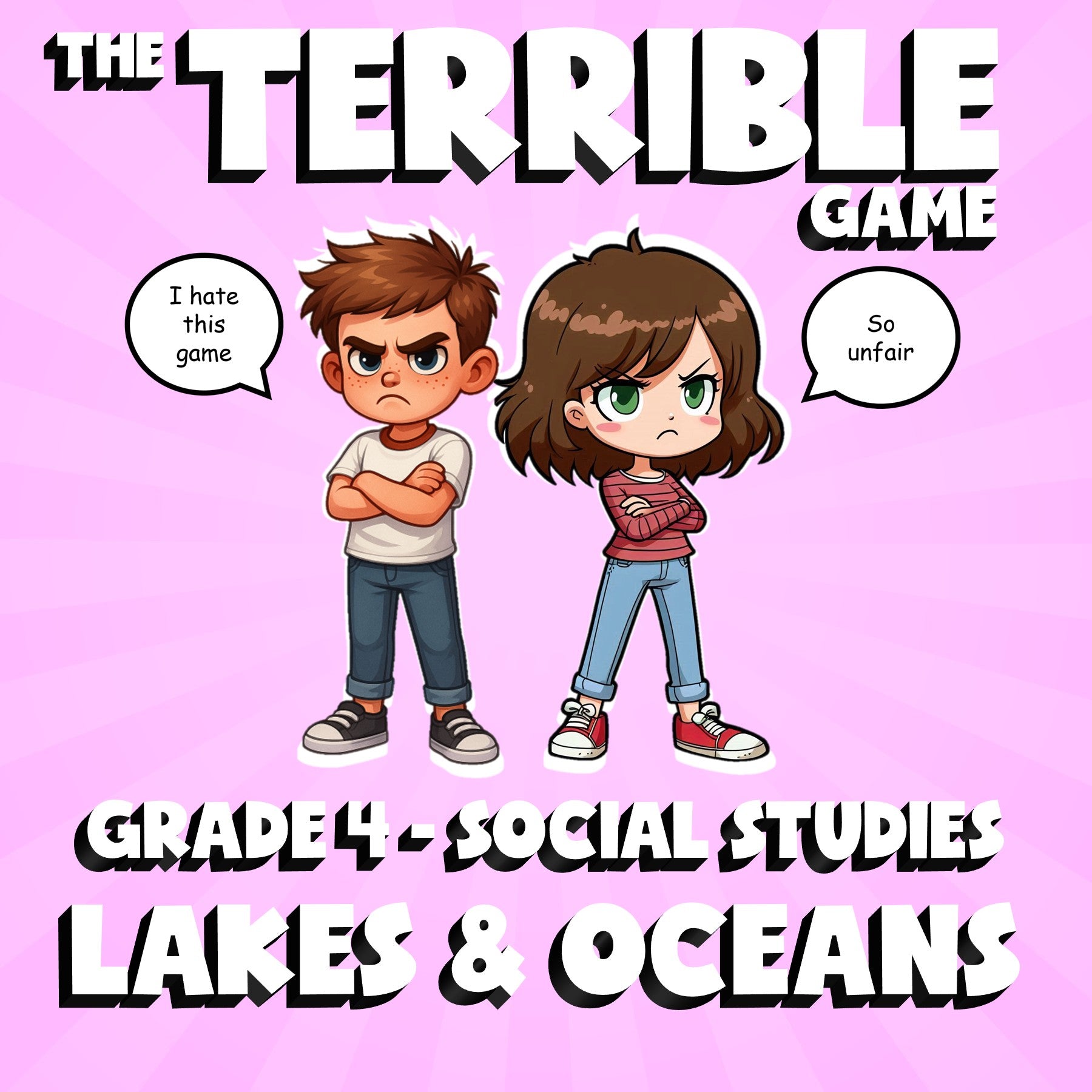 Lakes & Oceans THE TERRIBLE GAME - No Prep Grade 4 Socials Review Activity