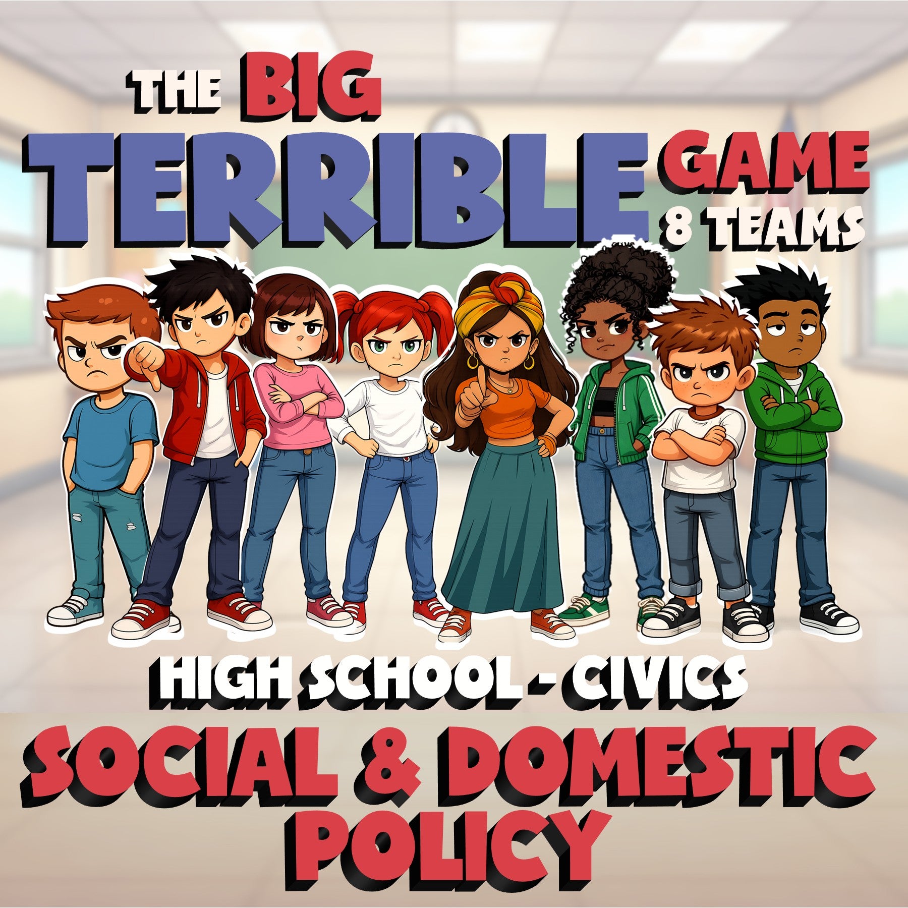 Social & Domestic Policy BIG TERRIBLE GAME - No Prep Civics Review Activity