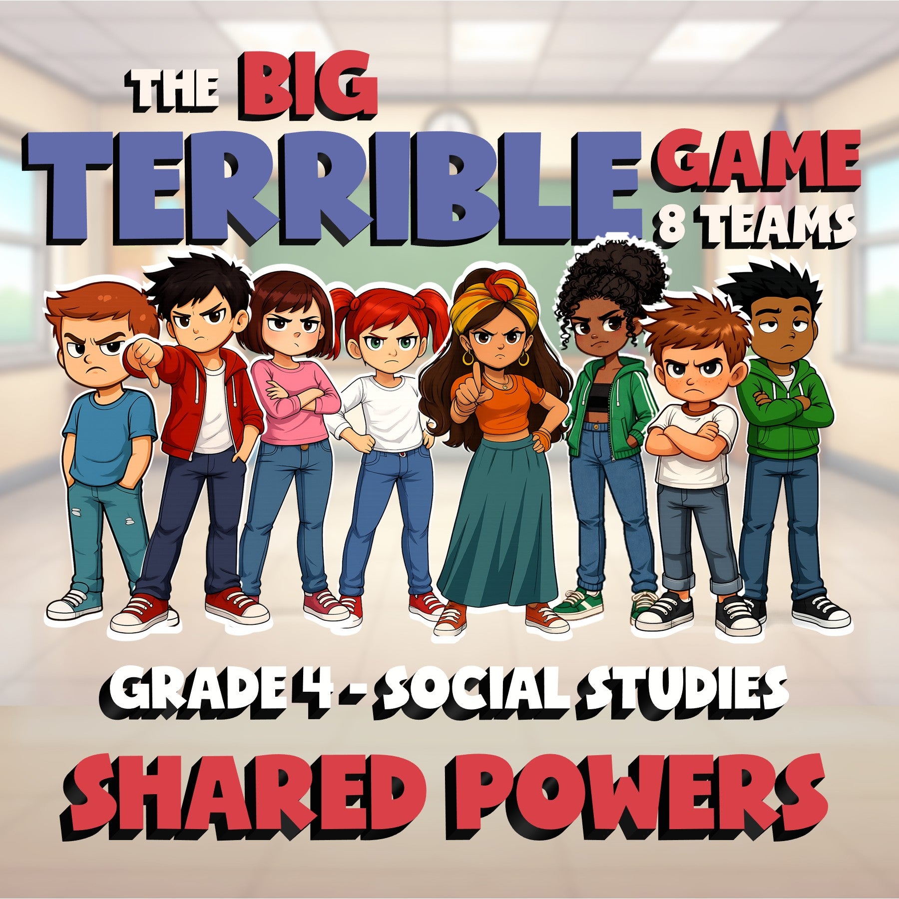 Shared Powers BIG TERRIBLE GAME - No Prep Grade 4 Socials Review Activity
