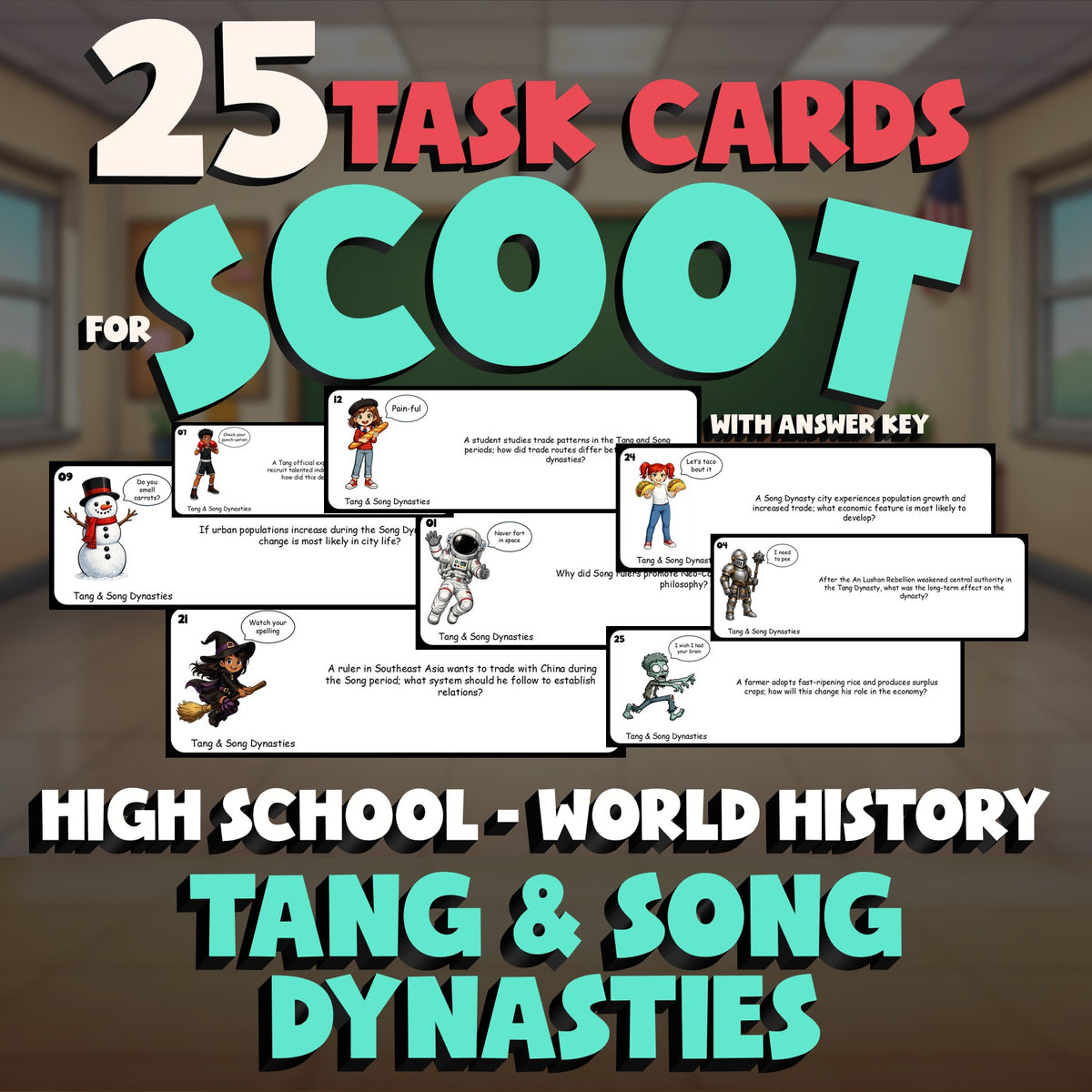 Tang & Song Dynasties SCOOT TASK CARDS Game - No Prep World History Review