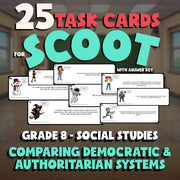 Comparing Democratic & Authoritarian Systems SCOOT TASK CARDS Socials Game - G8