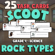 Rock Types SCOOT TASK CARDS Science Game - No Prep Grade 4 Review Activity
