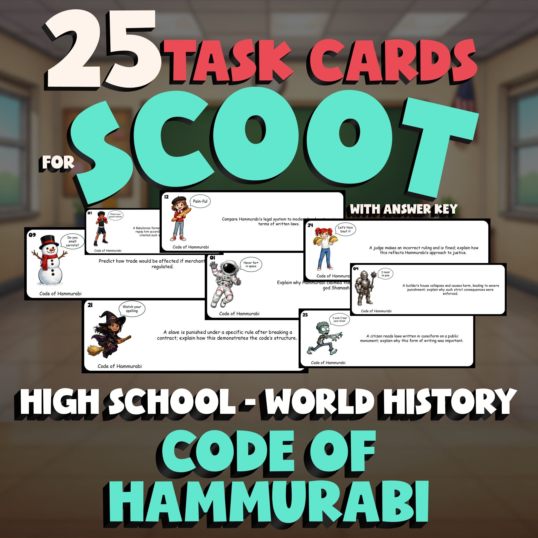 Code of Hammurabi SCOOT TASK CARDS Game - No Prep World History Review Activity