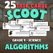 Algorithms SCOOT TASK CARDS Science Game - No Prep Grade 9 Review Activity