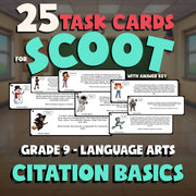 Citation Basics SCOOT TASK CARDS ELA Game - No Prep Grade 9 Review Activity