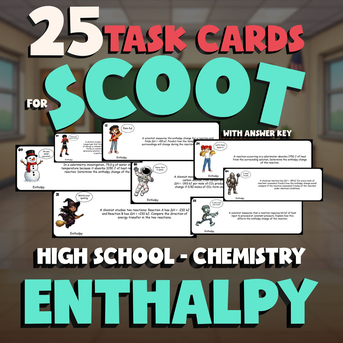 Enthalpy SCOOT TASK CARDS Science Game - No Prep Chemistry Review Activity