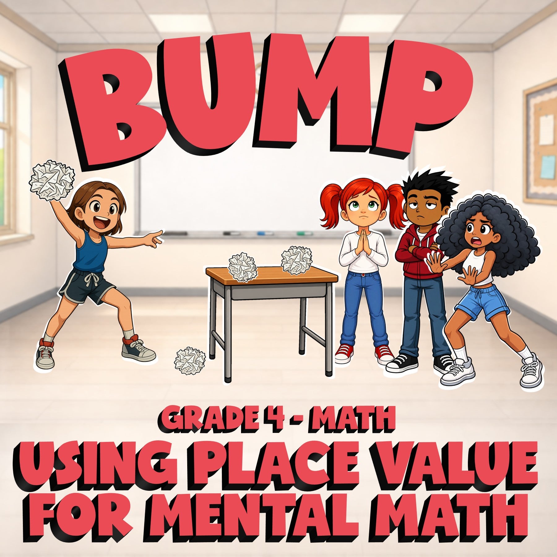 Using Place Value for Mental Math BUMP Math Game - No Prep Grade 4 Review