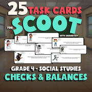Checks & Balances SCOOT TASK CARDS Socials Game - No Prep Grade 4 Review