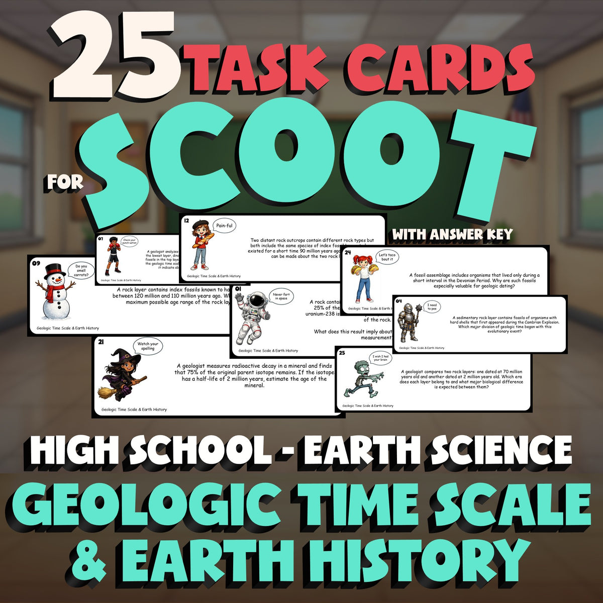Geologic Time Scale & Earth History SCOOT TASK CARDS Game - Earth Science