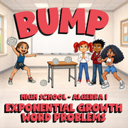 Exponential Growth Word Problems BUMP Math Game - No Prep Algebra 1 Review