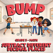 Subtract Different Decimal Places BUMP Math Game - No Prep Grade 5 Review